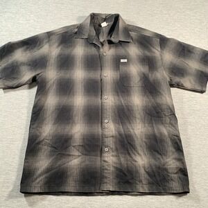 Cali Top Shirt Mens‎ 2XL Gray Plaid Button Up Short Sleeve Made USA Acrylic 2000